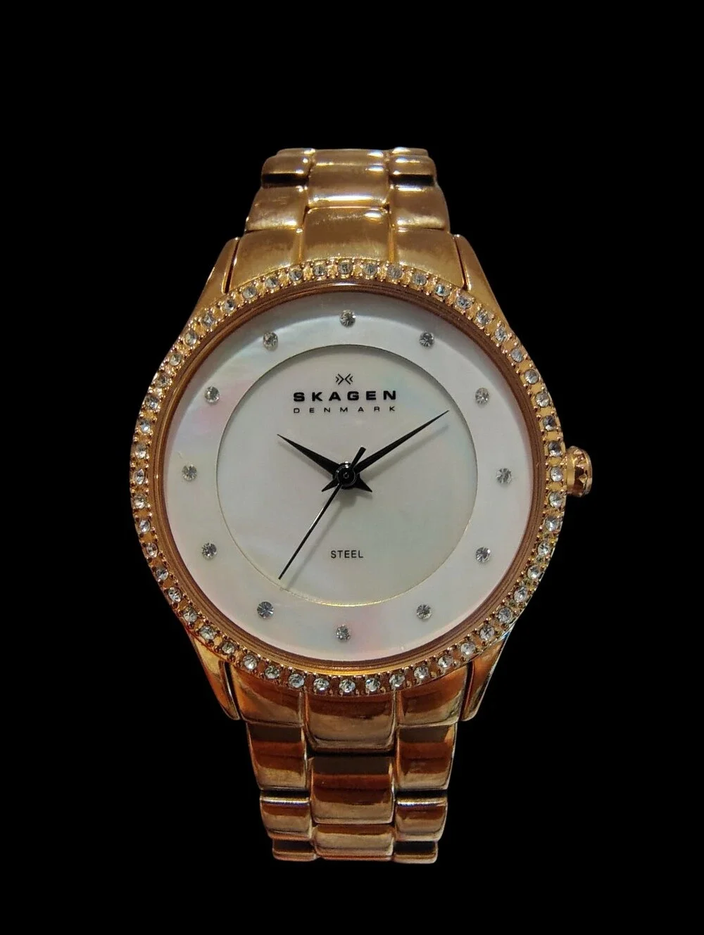 Skagen Denmark Women's Rose Gold-Tone Watch with Crystal Accents